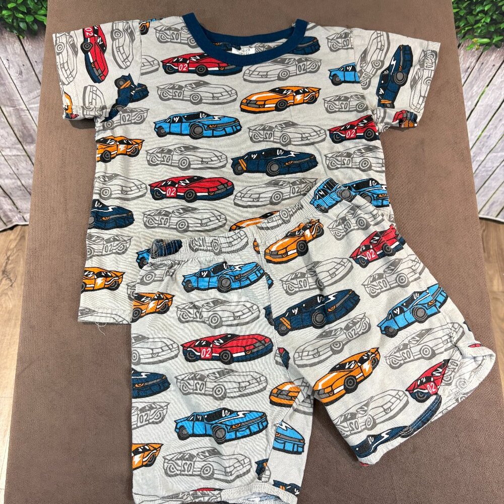 Car Design Grey Pajamas Boys Short Set Size 4-5 (SKU: 140B)